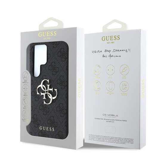 Galaxy S25 Ultra Kılıf Guess Orjinal Lisanslı PU Deri 4G Desenli Metal Büyük 4G ve Yazı Logolu Kapak - 11