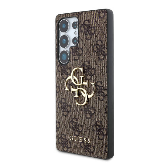 Galaxy S25 Ultra Kılıf Guess Orjinal Lisanslı PU Deri 4G Desenli Metal Büyük 4G ve Yazı Logolu Kapak - 13