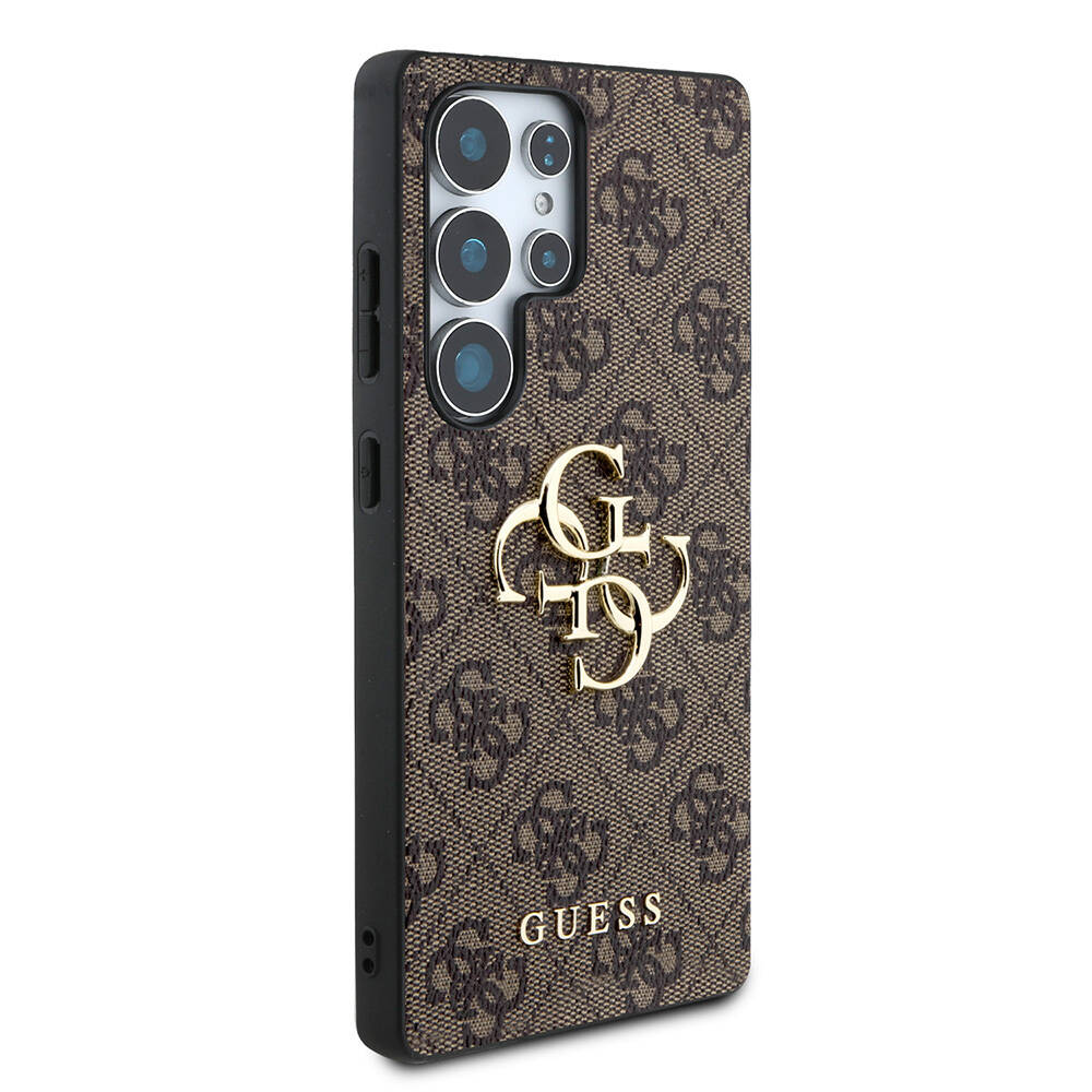 Galaxy S25 Ultra Kılıf Guess Orjinal Lisanslı PU Deri 4G Desenli Metal Büyük 4G ve Yazı Logolu Kapak - 14