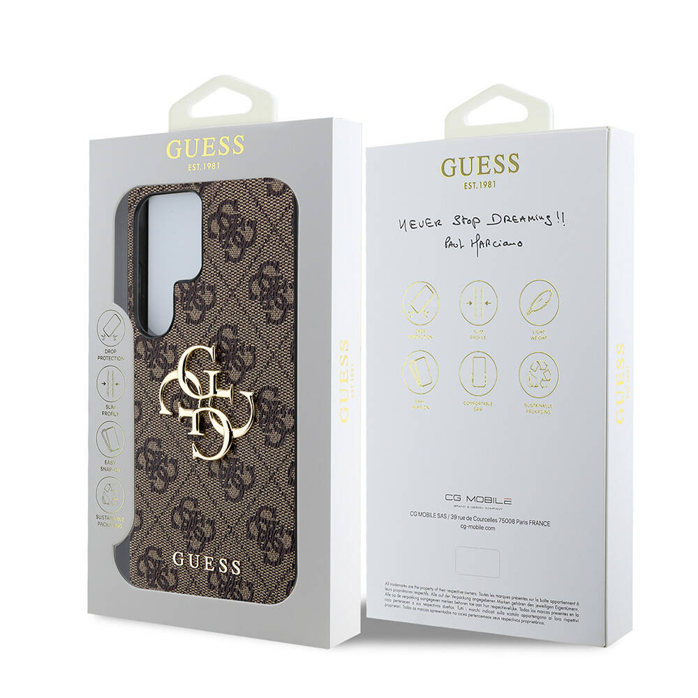 Galaxy S25 Ultra Kılıf Guess Orjinal Lisanslı PU Deri 4G Desenli Metal Büyük 4G ve Yazı Logolu Kapak - 18