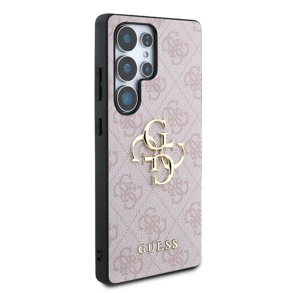 Galaxy S25 Ultra Kılıf Guess Orjinal Lisanslı PU Deri 4G Desenli Metal Büyük 4G ve Yazı Logolu Kapak - 21