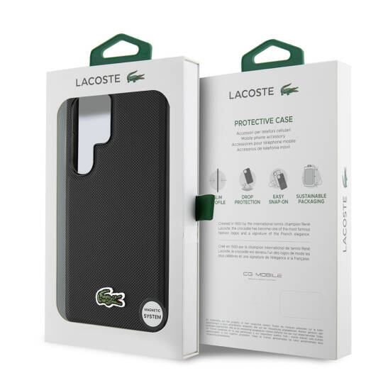 Galaxy S25 Ultra Kılıf Lacoste Orjinal Lisanslı PU Pike Desenli Arka Yüzey İkonik Timsah Dokuma Logolu Kapak - 19