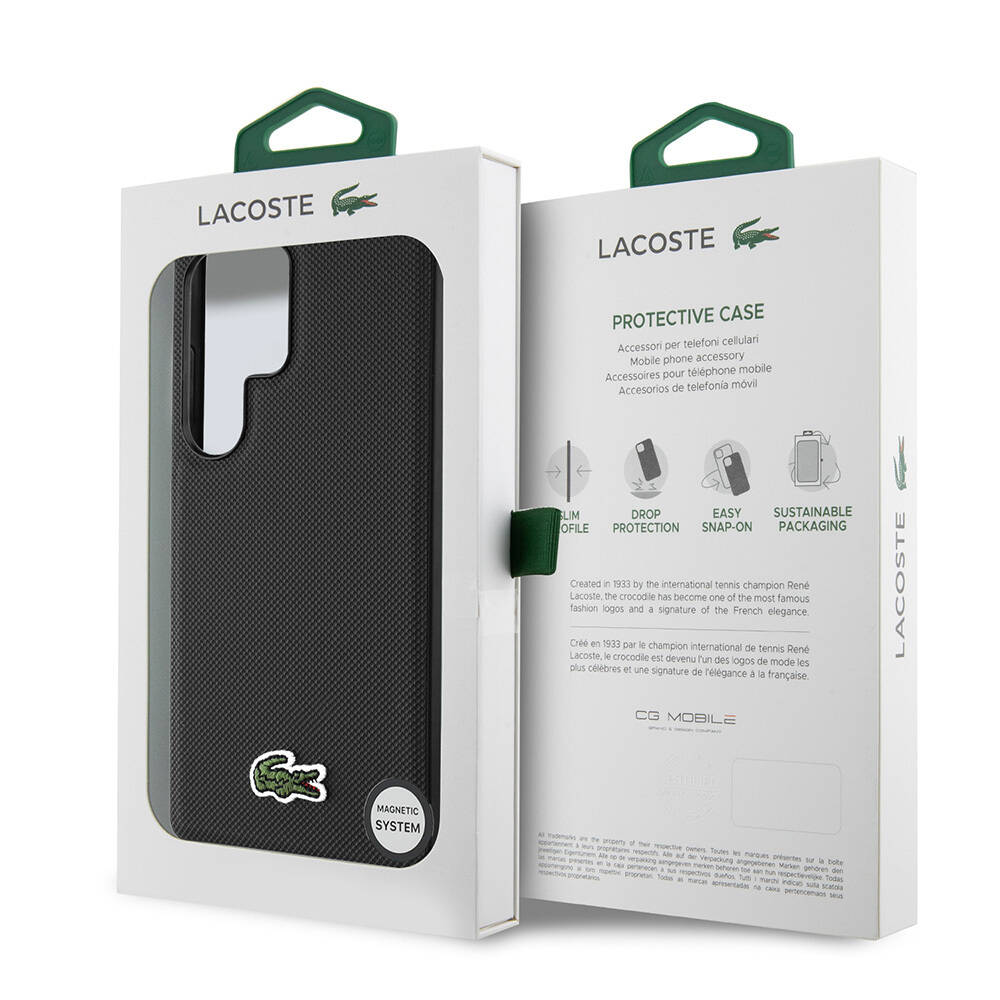 Galaxy S25 Ultra Kılıf Lacoste Orjinal Lisanslı PU Pike Desenli Arka Yüzey İkonik Timsah Dokuma Logolu Kapak - 19