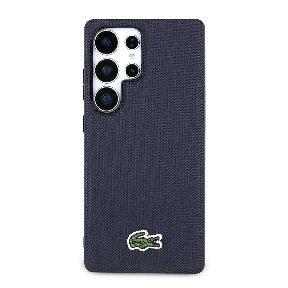 Galaxy S25 Ultra Kılıf Lacoste Orjinal Lisanslı PU Pike Desenli Arka Yüzey İkonik Timsah Dokuma Logolu Kapak - 1