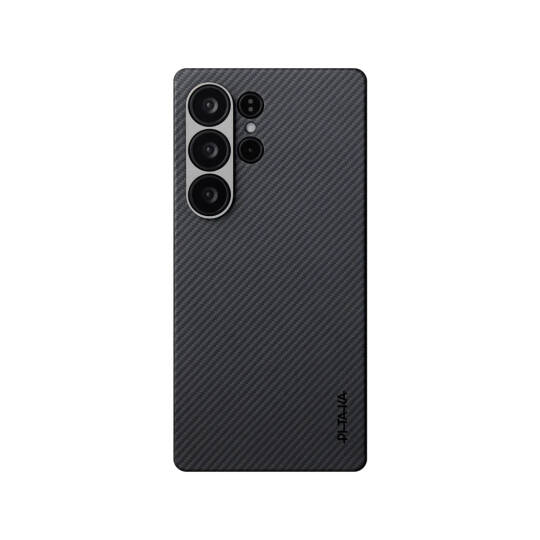 Galaxy S25 Ultra Kılıf M-safe Şarj Özellikli 600D Aramid Karbon Fiber Pitaka Ultra-Slim Classic Serisi Black-Grey Twill Kapak - 3