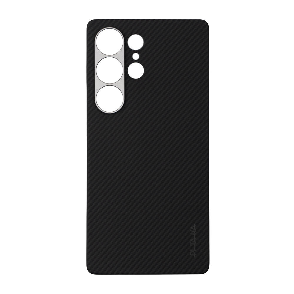 Galaxy S25 Ultra Kılıf M-safe Şarj Özellikli 600D Aramid Karbon Fiber Pitaka Ultra-Slim Classic Serisi Black-Grey Twill Kapak - 6