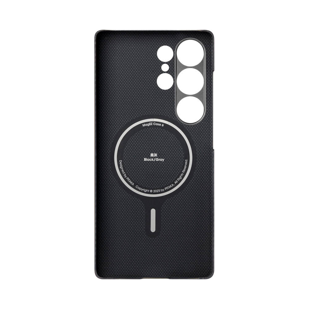 Galaxy S25 Ultra Kılıf M-safe Şarj Özellikli 600D Aramid Karbon Fiber Pitaka Ultra-Slim Classic Serisi Black-Grey Twill Kapak - 7
