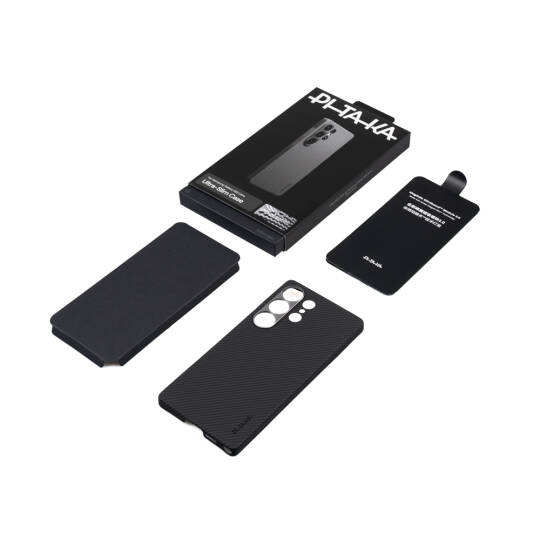 Galaxy S25 Ultra Kılıf M-safe Şarj Özellikli 600D Aramid Karbon Fiber Pitaka Ultra-Slim Classic Serisi Black-Grey Twill Kapak - 9