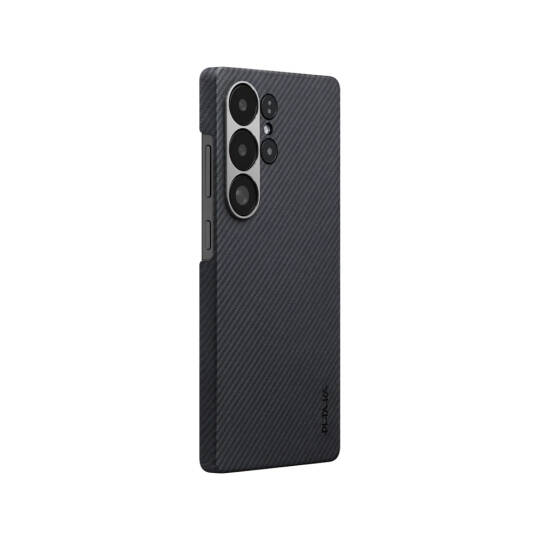 Galaxy S25 Ultra Kılıf M-safe Şarj Özellikli 600D Aramid Karbon Fiber Pitaka Ultra-Slim Classic Serisi Black-Grey Twill Kapak
