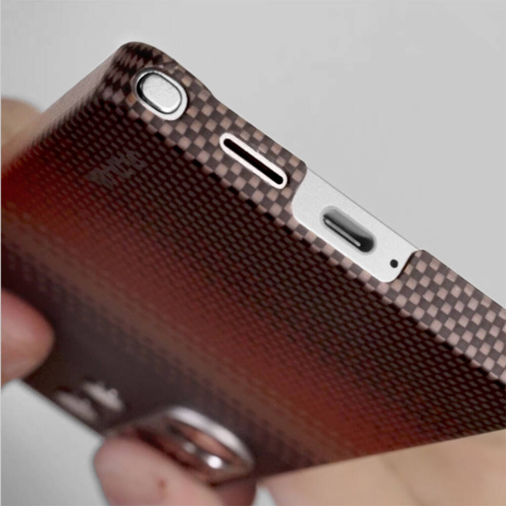 Galaxy S25 Ultra Kılıf M-safe Şarj Özellikli Aramid Karbon Fiber Pitaka Tactile Woven Sunset-Moonrise Serisi Kapak - 10