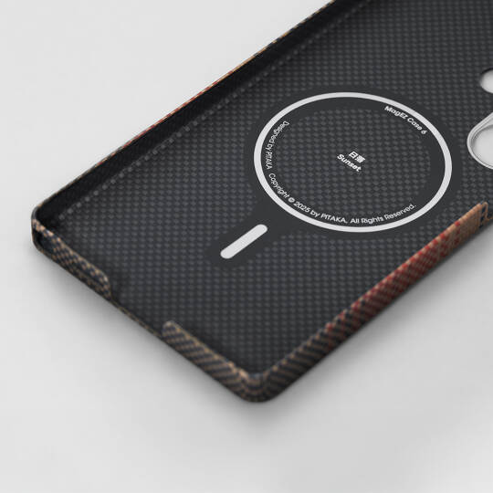 Galaxy S25 Ultra Kılıf M-safe Şarj Özellikli Aramid Karbon Fiber Pitaka Tactile Woven Sunset-Moonrise Serisi Kapak - 11