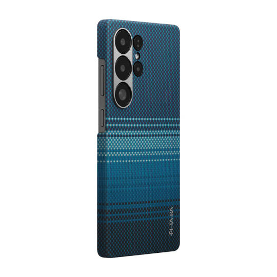 Galaxy S25 Ultra Kılıf M-safe Şarj Özellikli Aramid Karbon Fiber Pitaka Tactile Woven Sunset-Moonrise Serisi Kapak - 13