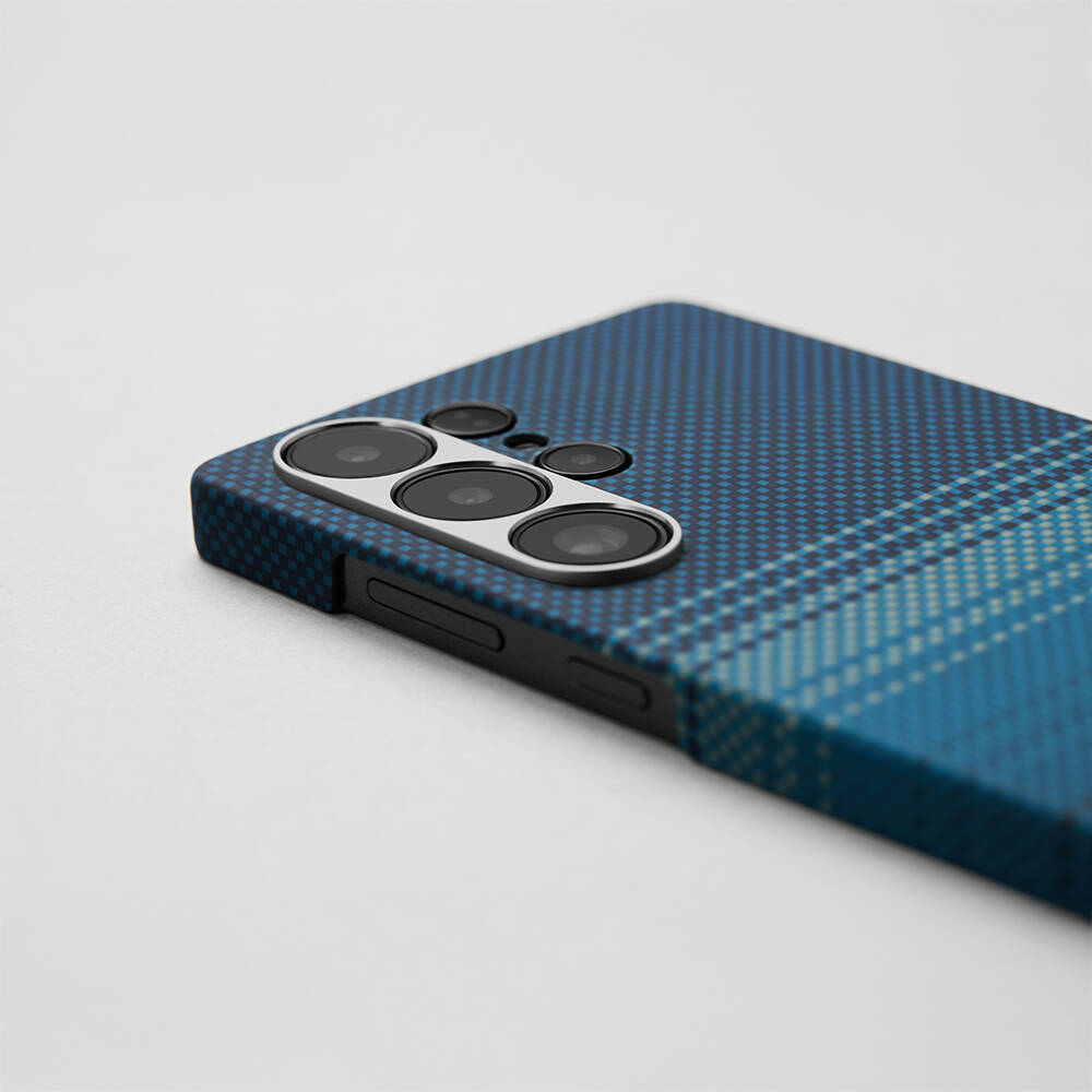 Galaxy S25 Ultra Kılıf M-safe Şarj Özellikli Aramid Karbon Fiber Pitaka Tactile Woven Sunset-Moonrise Serisi Kapak - 16