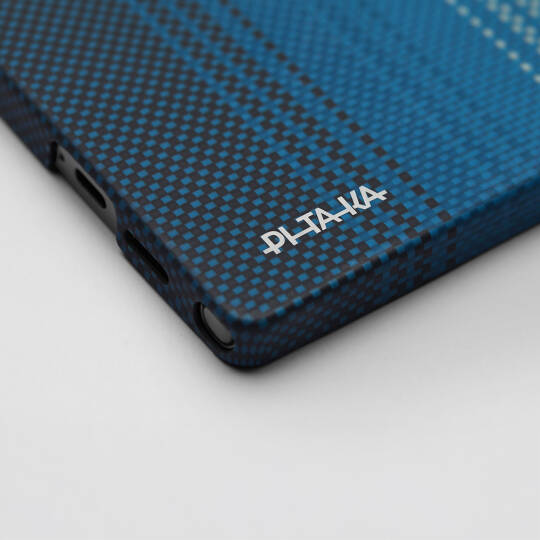 Galaxy S25 Ultra Kılıf M-safe Şarj Özellikli Aramid Karbon Fiber Pitaka Tactile Woven Sunset-Moonrise Serisi Kapak - 17