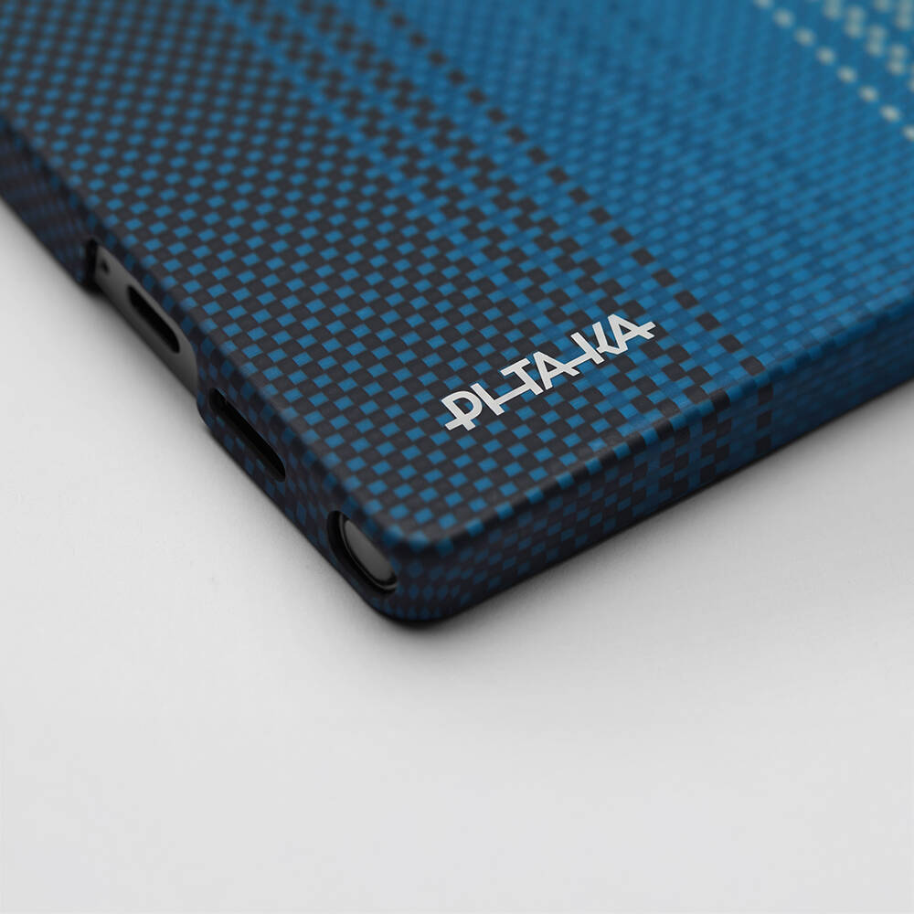 Galaxy S25 Ultra Kılıf M-safe Şarj Özellikli Aramid Karbon Fiber Pitaka Tactile Woven Sunset-Moonrise Serisi Kapak - 17