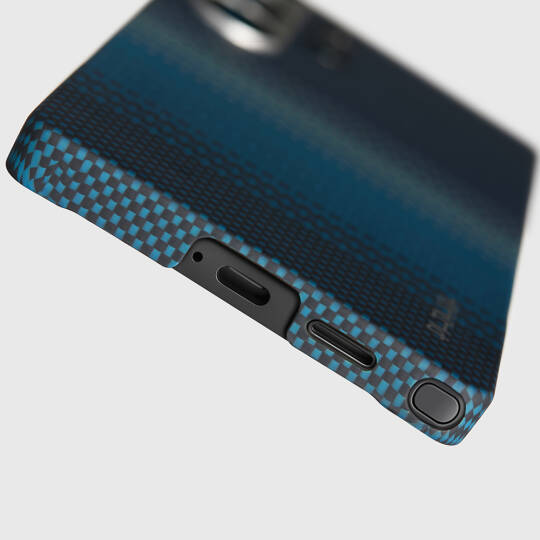 Galaxy S25 Ultra Kılıf M-safe Şarj Özellikli Aramid Karbon Fiber Pitaka Tactile Woven Sunset-Moonrise Serisi Kapak - 18