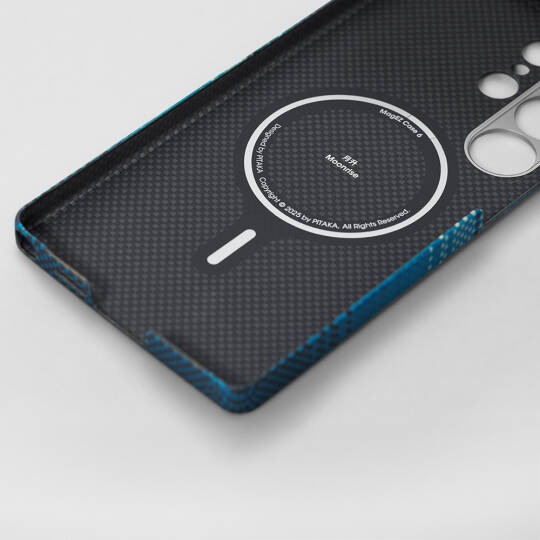 Galaxy S25 Ultra Kılıf M-safe Şarj Özellikli Aramid Karbon Fiber Pitaka Tactile Woven Sunset-Moonrise Serisi Kapak - 19
