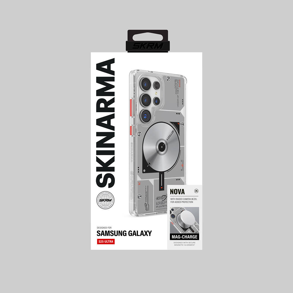 Galaxy S25 Ultra Kılıf M-safe Şarj Özellikli Disk Desenli Airbag Tasarımlı Skinarma Nova Kapak - 6