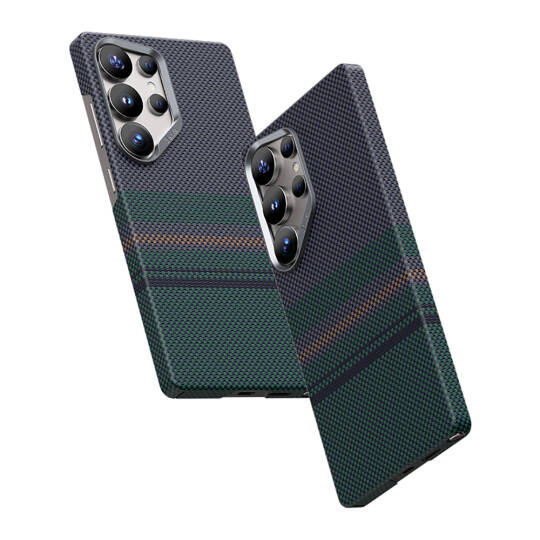 Galaxy S25 Ultra Kılıf M-safe Şarj Özellikli Karbon Fiber Tasarımlı Benks Aurora ArmorAir Kevlar Kapak - 5