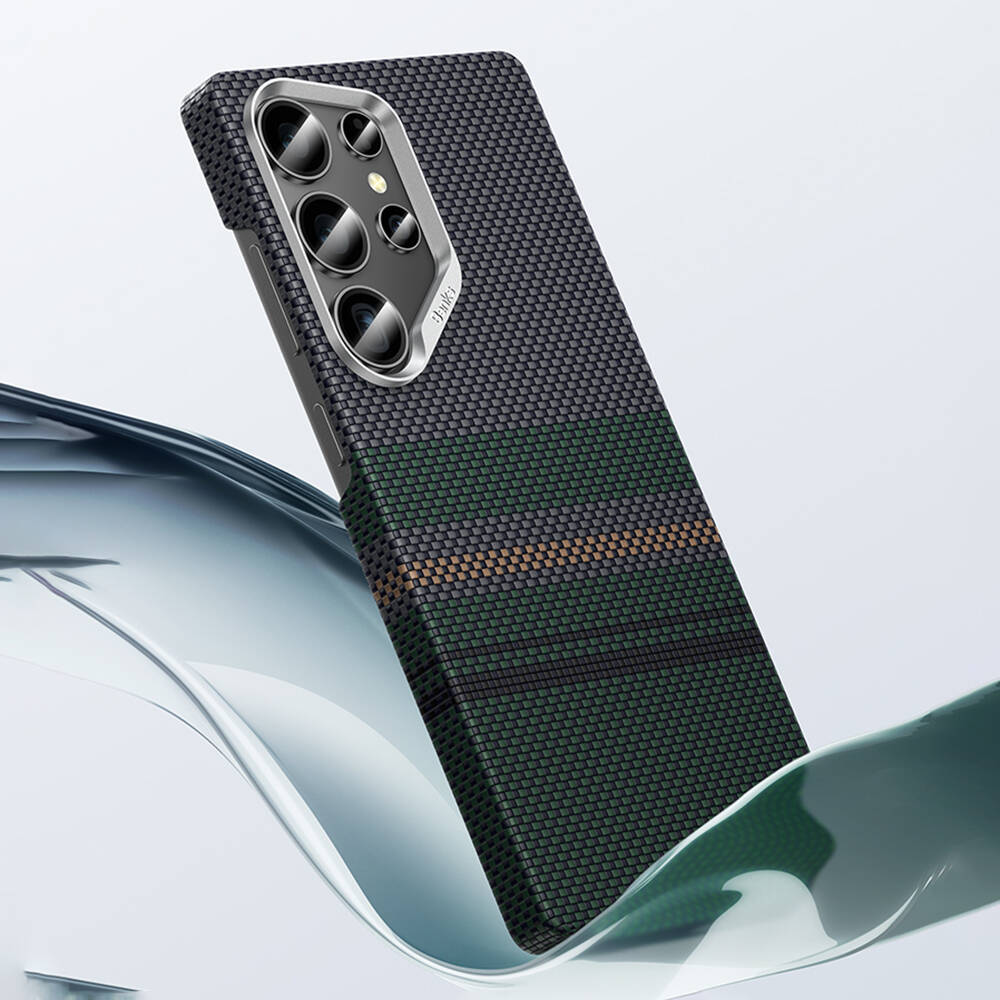 Galaxy S25 Ultra Kılıf M-safe Şarj Özellikli Karbon Fiber Tasarımlı Benks Aurora ArmorAir Kevlar Kapak - 6