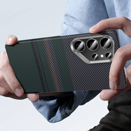 Galaxy S25 Ultra Kılıf M-safe Şarj Özellikli Karbon Fiber Tasarımlı Benks Aurora ArmorAir Kevlar Kapak - 7