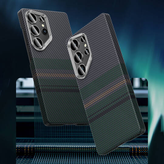 Galaxy S25 Ultra Kılıf M-safe Şarj Özellikli Karbon Fiber Tasarımlı Benks Aurora ArmorAir Kevlar Kapak - 10
