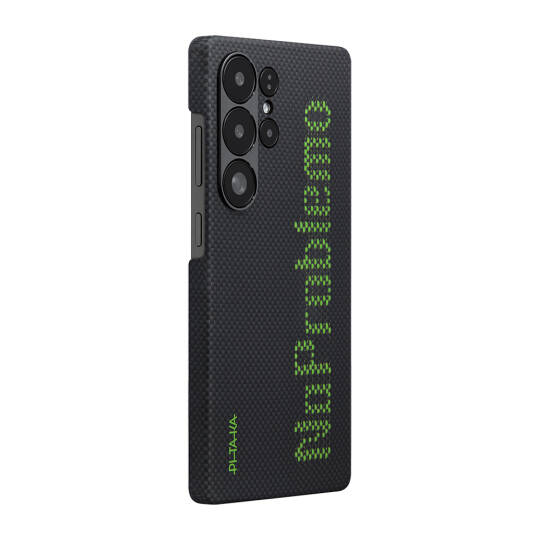 Galaxy S25 Ultra Kılıf M-safe Şarj Özellikli Lumintex Teknolojili Fosforlu Aramid Karbon Fiber Pitaka Tactile Woven Aries Serisi Kapak