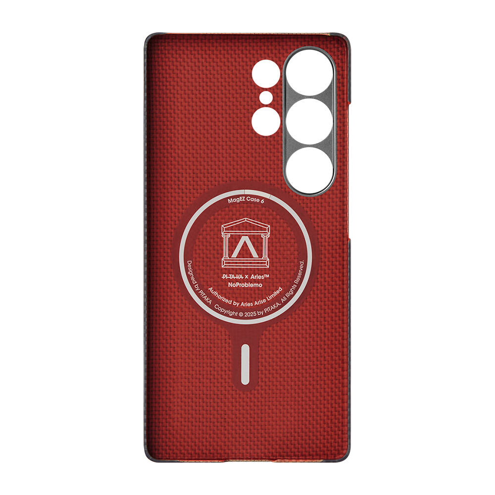 Galaxy S25 Ultra Kılıf M-safe Şarj Özellikli Lumintex Teknolojili Fosforlu Aramid Karbon Fiber Pitaka Tactile Woven Aries Serisi Kapak - 6