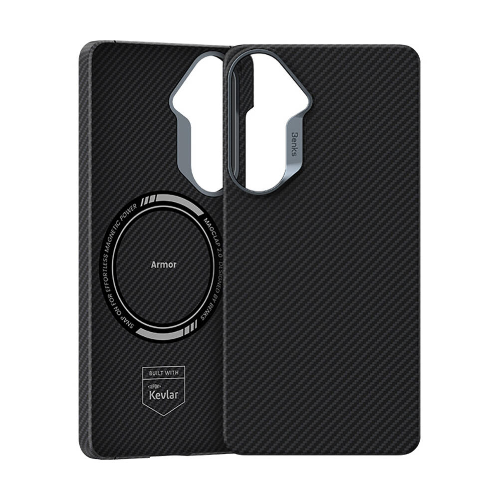 Galaxy S26 Kılıf Benks M-safe Şarj Özellikli Magnetik ArmorAir 600D Kevlar Karbon Fiber Kapak - 4
