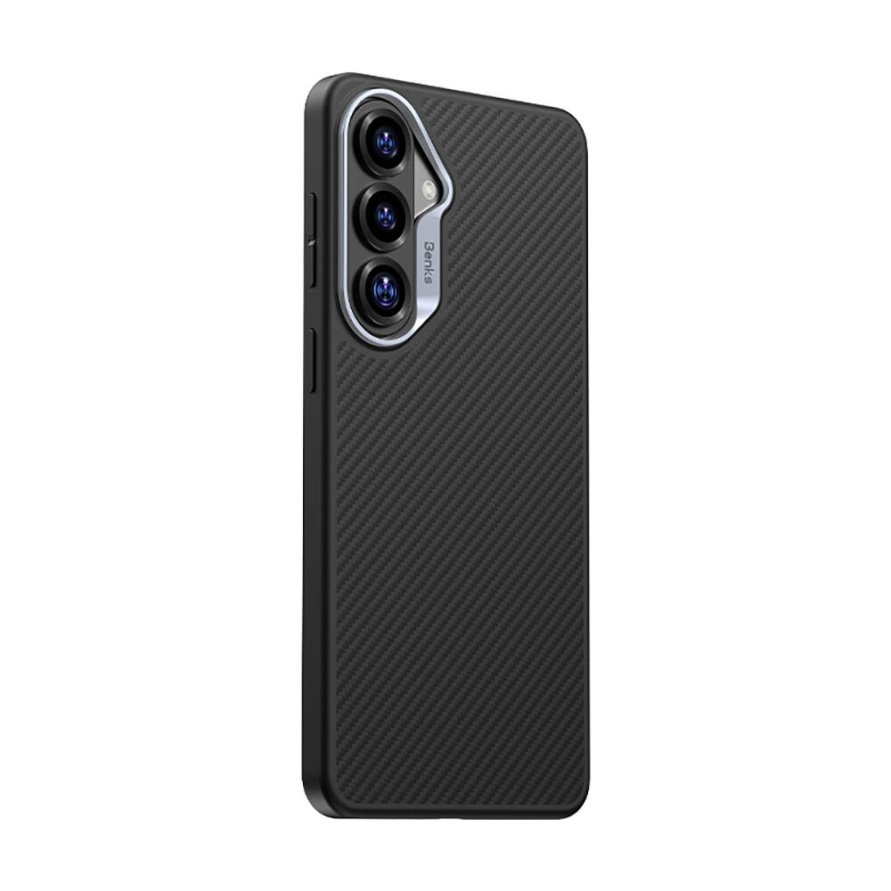 Galaxy S26 Plus Kılıf Karbon Fiber M-safe Şarj Özellikli Benks Hybrid ArmorPro 600D Kevlar Kapak - 3