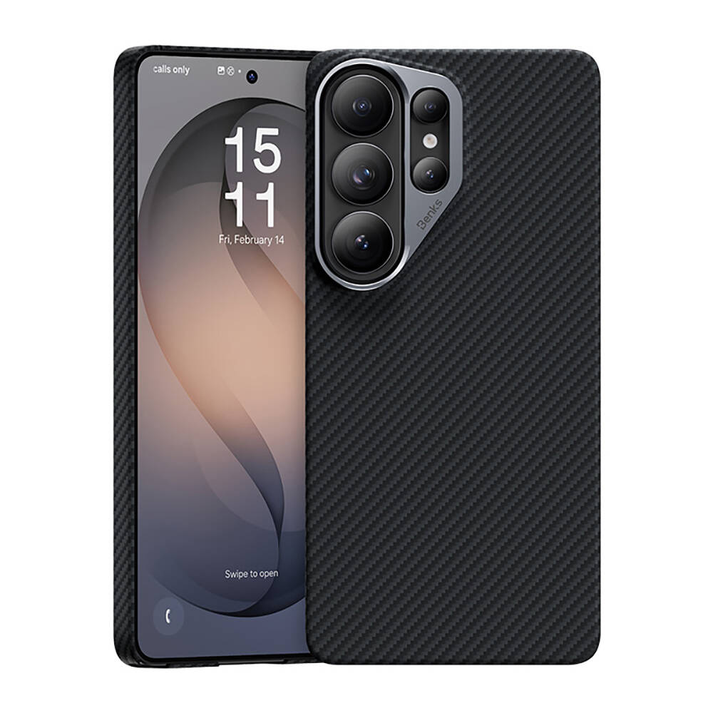 Galaxy S26 Ultra Kılıf Benks M-safe Şarj Özellikli Magnetik ArmorAir 600D Kevlar Karbon Fiber Kapak - 3