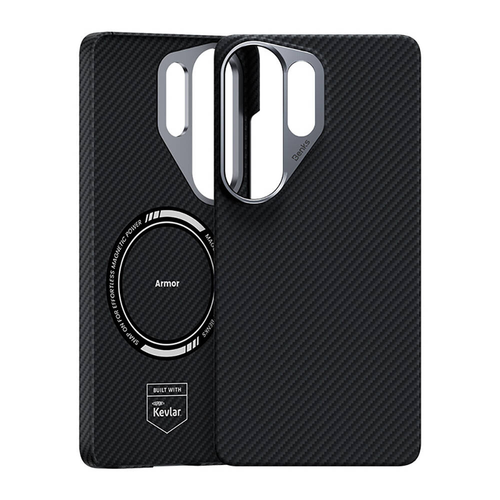 Galaxy S26 Ultra Kılıf Benks M-safe Şarj Özellikli Magnetik ArmorAir 600D Kevlar Karbon Fiber Kapak - 4