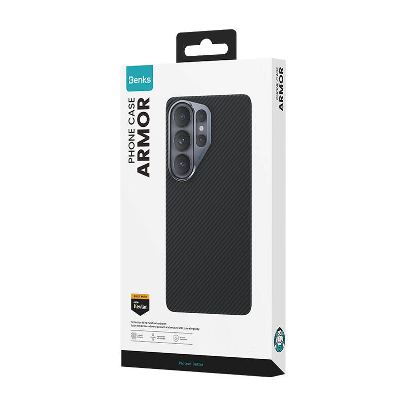 Galaxy S26 Ultra Kılıf Benks M-safe Şarj Özellikli Magnetik ArmorAir 600D Kevlar Karbon Fiber Kapak - 9