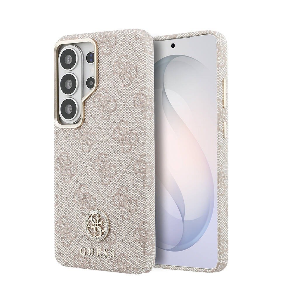 Galaxy S26 Ultra Kılıf Guess Orjinal Lisanslı M-safe Şarj Özellikli Gold Metal Kamera Çerçeveli Taşlı 4G Logolu Kapak - 9