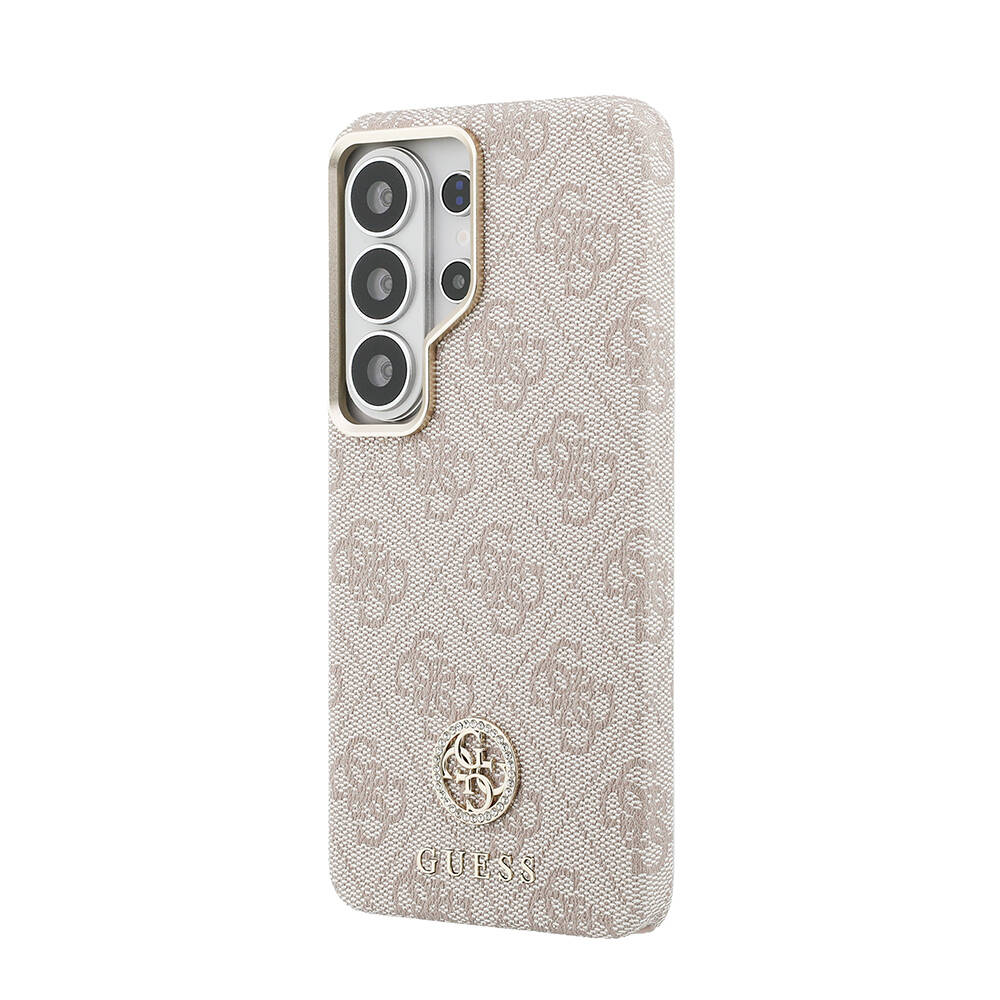 Galaxy S26 Ultra Kılıf Guess Orjinal Lisanslı M-safe Şarj Özellikli Gold Metal Kamera Çerçeveli Taşlı 4G Logolu Kapak - 10