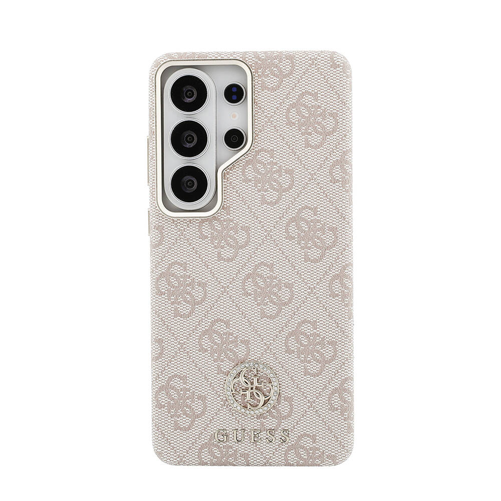 Galaxy S26 Ultra Kılıf Guess Orjinal Lisanslı M-safe Şarj Özellikli Gold Metal Kamera Çerçeveli Taşlı 4G Logolu Kapak - 11
