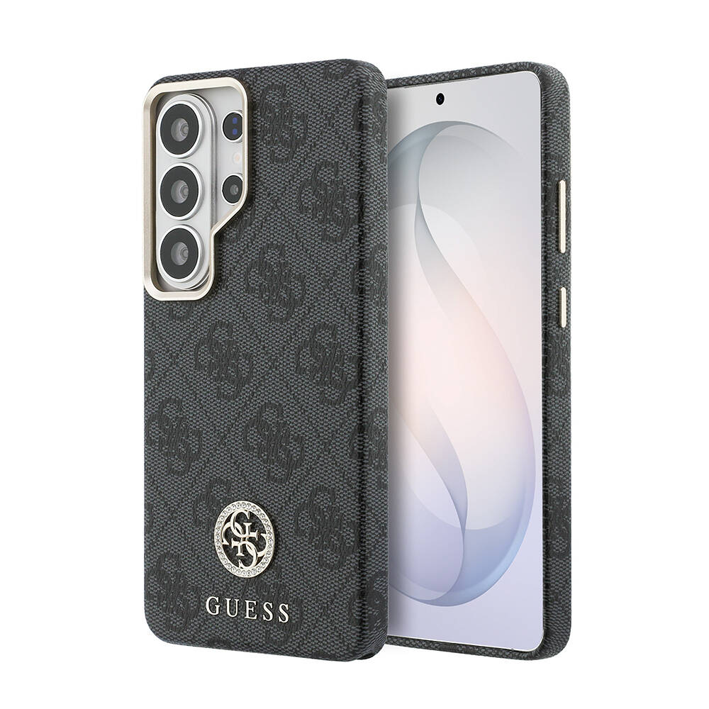 Galaxy S26 Ultra Kılıf Guess Orjinal Lisanslı M-safe Şarj Özellikli Gold Metal Kamera Çerçeveli Taşlı 4G Logolu Kapak - 1