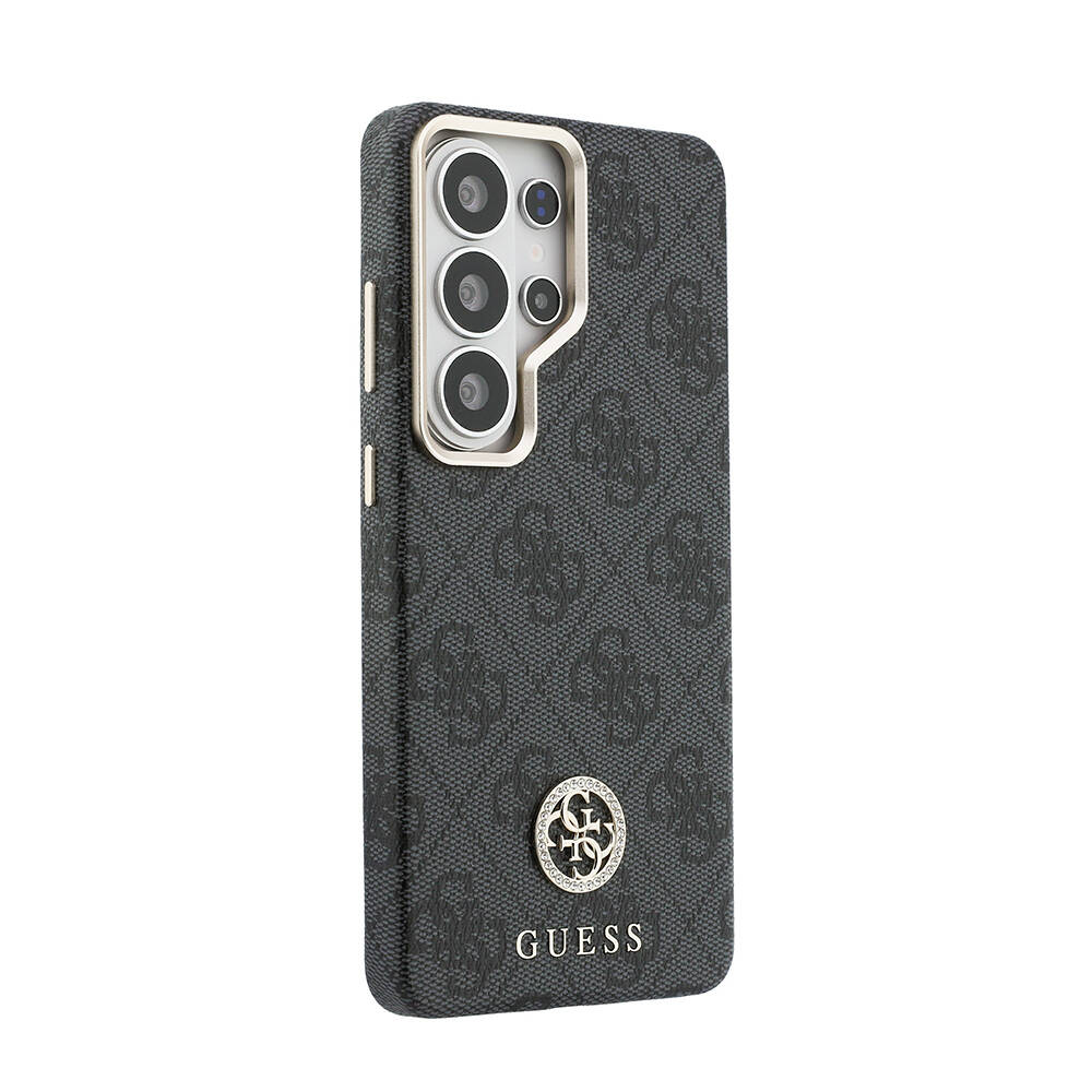 Galaxy S26 Ultra Kılıf Guess Orjinal Lisanslı M-safe Şarj Özellikli Gold Metal Kamera Çerçeveli Taşlı 4G Logolu Kapak - 4