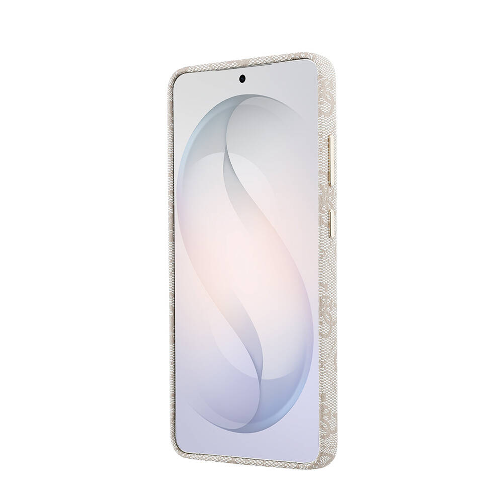 Galaxy S26 Ultra Kılıf Guess Orjinal Lisanslı M-safe Şarj Özellikli Gold Metal Kamera Çerçeveli Taşlı Üçgen Logo 4G Desenli Kapak - 13