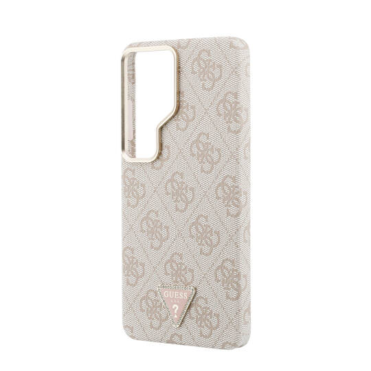Galaxy S26 Ultra Kılıf Guess Orjinal Lisanslı M-safe Şarj Özellikli Gold Metal Kamera Çerçeveli Taşlı Üçgen Logo 4G Desenli Kapak - 14