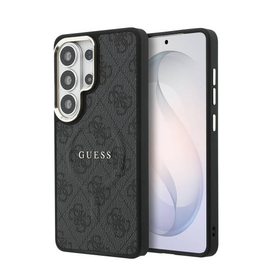 Galaxy S26 Ultra Kılıf Guess Orjinal Lisanslı M-safe Şarj Özellikli Metal Kamera Çerçeveli PU Deri 4G Desenli Yazı Logolu Kapak - 25