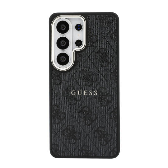 Galaxy S26 Ultra Kılıf Guess Orjinal Lisanslı M-safe Şarj Özellikli Metal Kamera Çerçeveli PU Deri 4G Desenli Yazı Logolu Kapak - 27