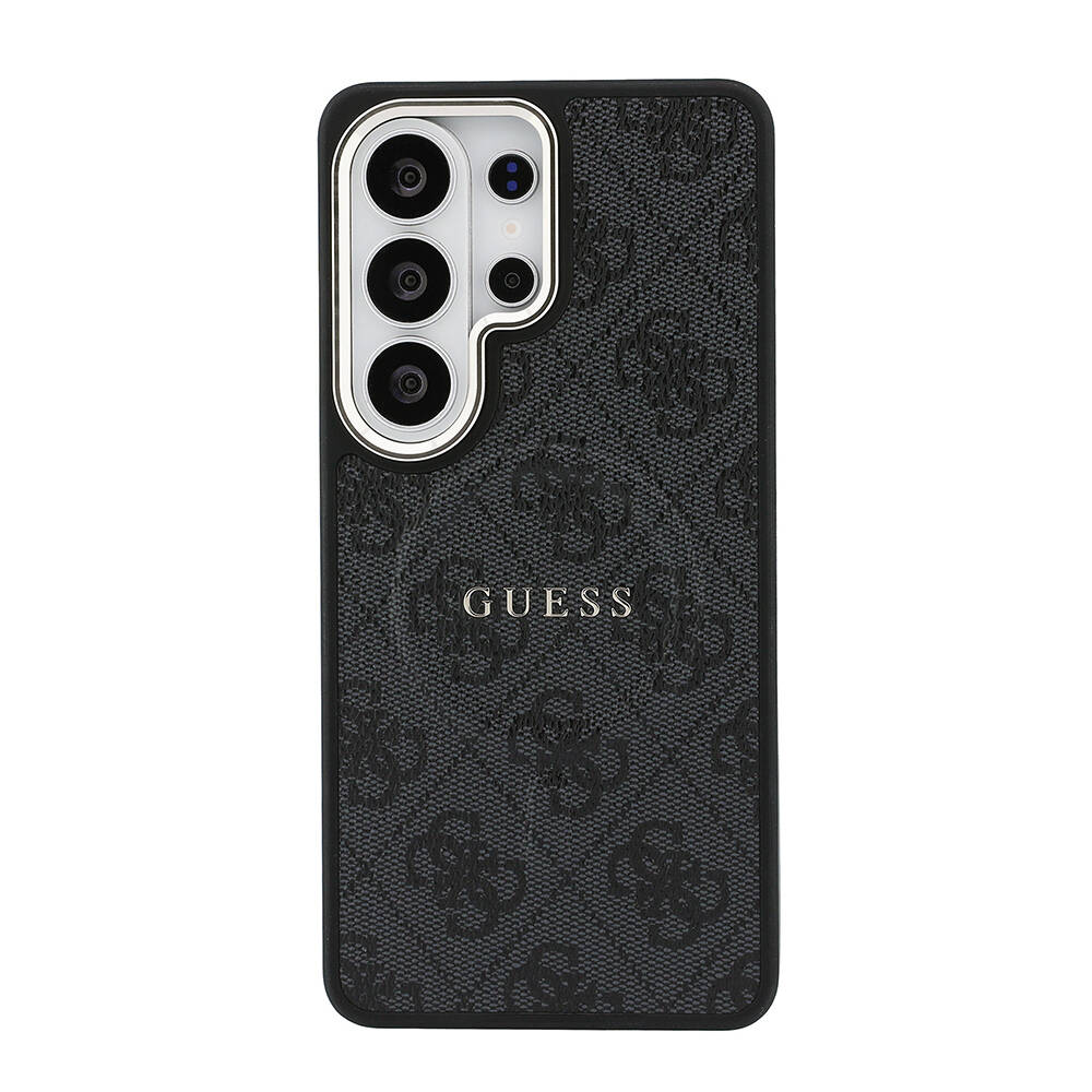 Galaxy S26 Ultra Kılıf Guess Orjinal Lisanslı M-safe Şarj Özellikli Metal Kamera Çerçeveli PU Deri 4G Desenli Yazı Logolu Kapak - 27