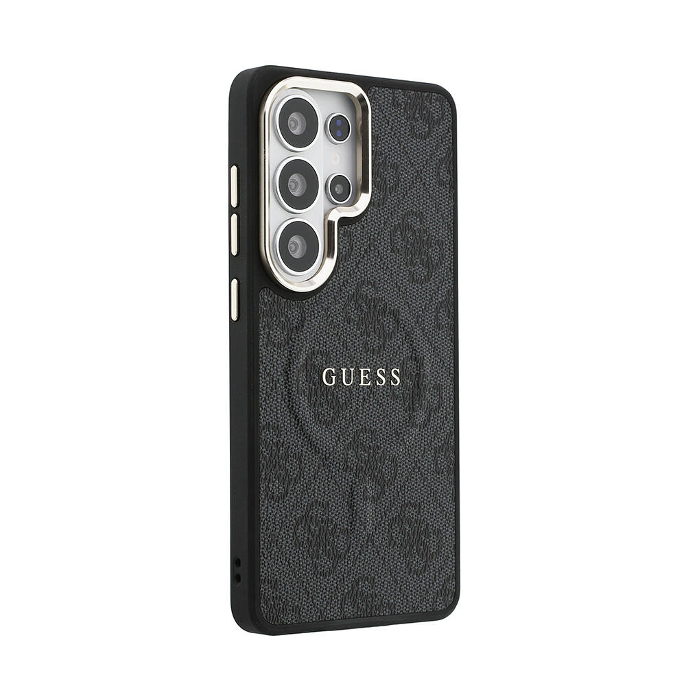 Galaxy S26 Ultra Kılıf Guess Orjinal Lisanslı M-safe Şarj Özellikli Metal Kamera Çerçeveli PU Deri 4G Desenli Yazı Logolu Kapak - 28