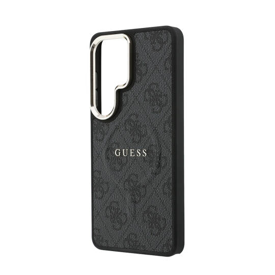 Galaxy S26 Ultra Kılıf Guess Orjinal Lisanslı M-safe Şarj Özellikli Metal Kamera Çerçeveli PU Deri 4G Desenli Yazı Logolu Kapak - 30