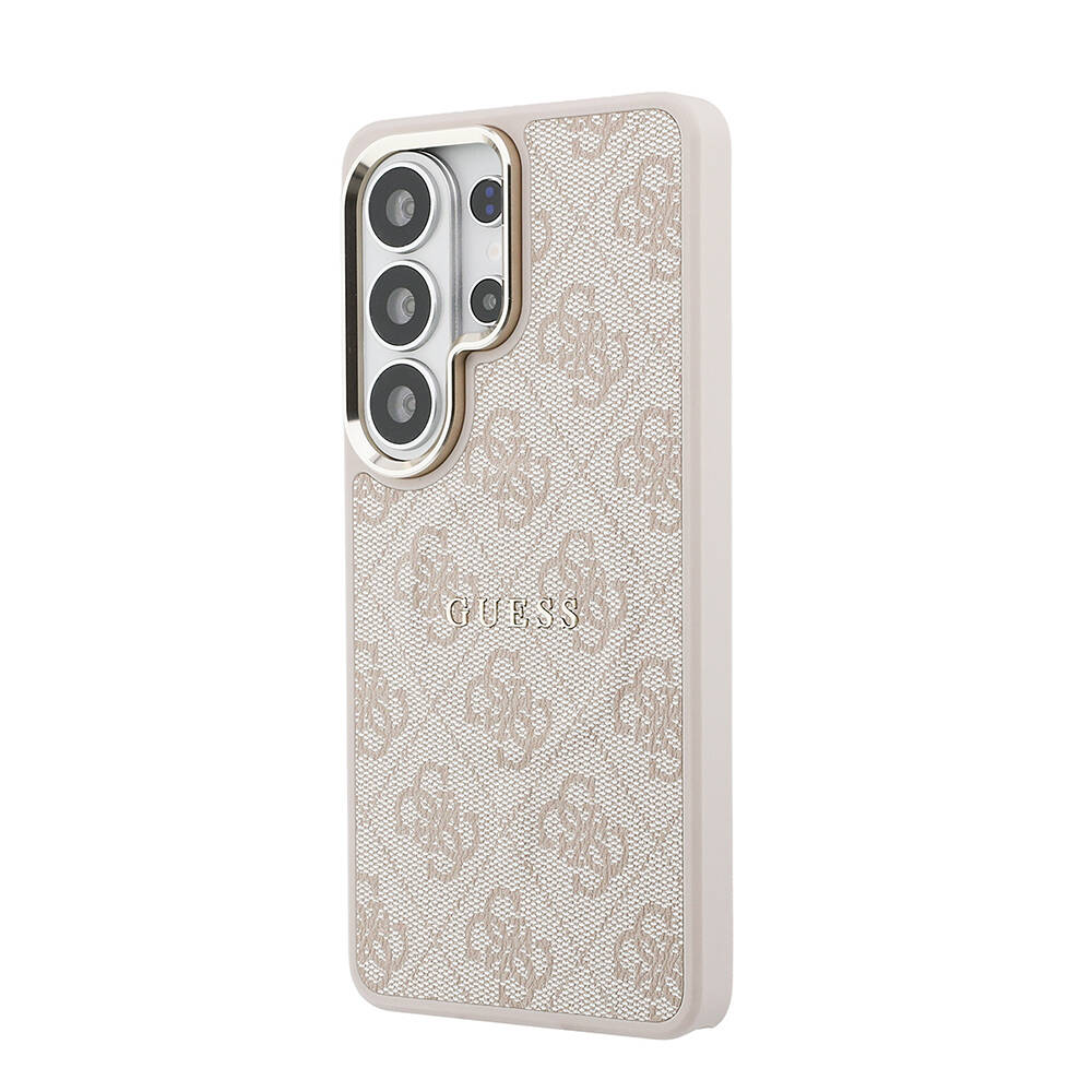 Galaxy S26 Ultra Kılıf Guess Orjinal Lisanslı M-safe Şarj Özellikli Metal Kamera Çerçeveli PU Deri 4G Desenli Yazı Logolu Kapak - 18