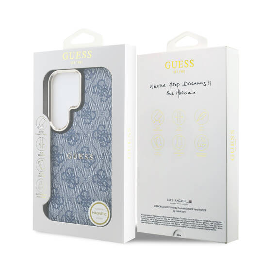 Galaxy S26 Ultra Kılıf Guess Orjinal Lisanslı M-safe Şarj Özellikli Metal Kamera Çerçeveli PU Deri 4G Desenli Yazı Logolu Kapak - 16