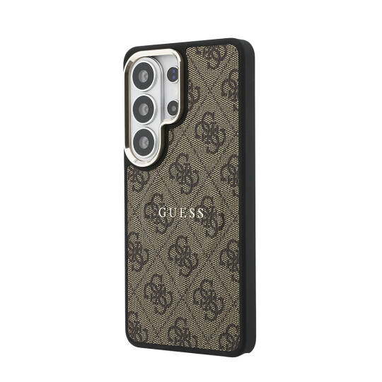 Galaxy S26 Ultra Kılıf Guess Orjinal Lisanslı M-safe Şarj Özellikli Metal Kamera Çerçeveli PU Deri 4G Desenli Yazı Logolu Kapak - 2