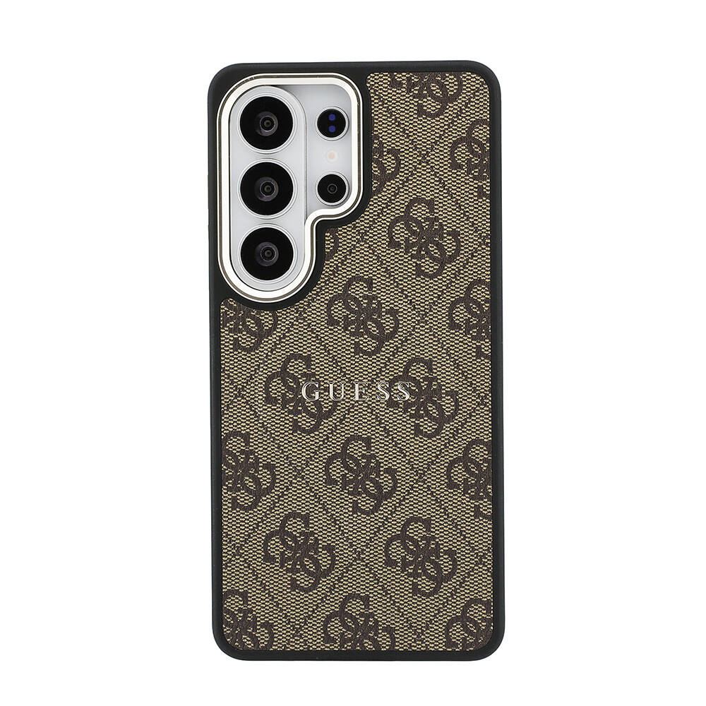 Galaxy S26 Ultra Kılıf Guess Orjinal Lisanslı M-safe Şarj Özellikli Metal Kamera Çerçeveli PU Deri 4G Desenli Yazı Logolu Kapak - 3