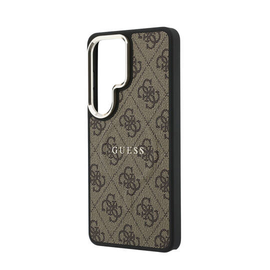 Galaxy S26 Ultra Kılıf Guess Orjinal Lisanslı M-safe Şarj Özellikli Metal Kamera Çerçeveli PU Deri 4G Desenli Yazı Logolu Kapak - 6